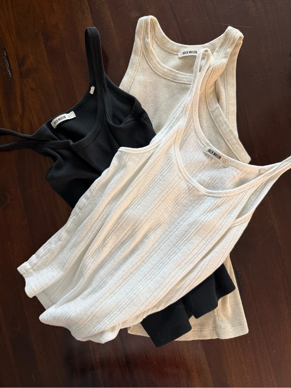 Buck Mason Ribbed Tank Top trio - Black & Cream & white